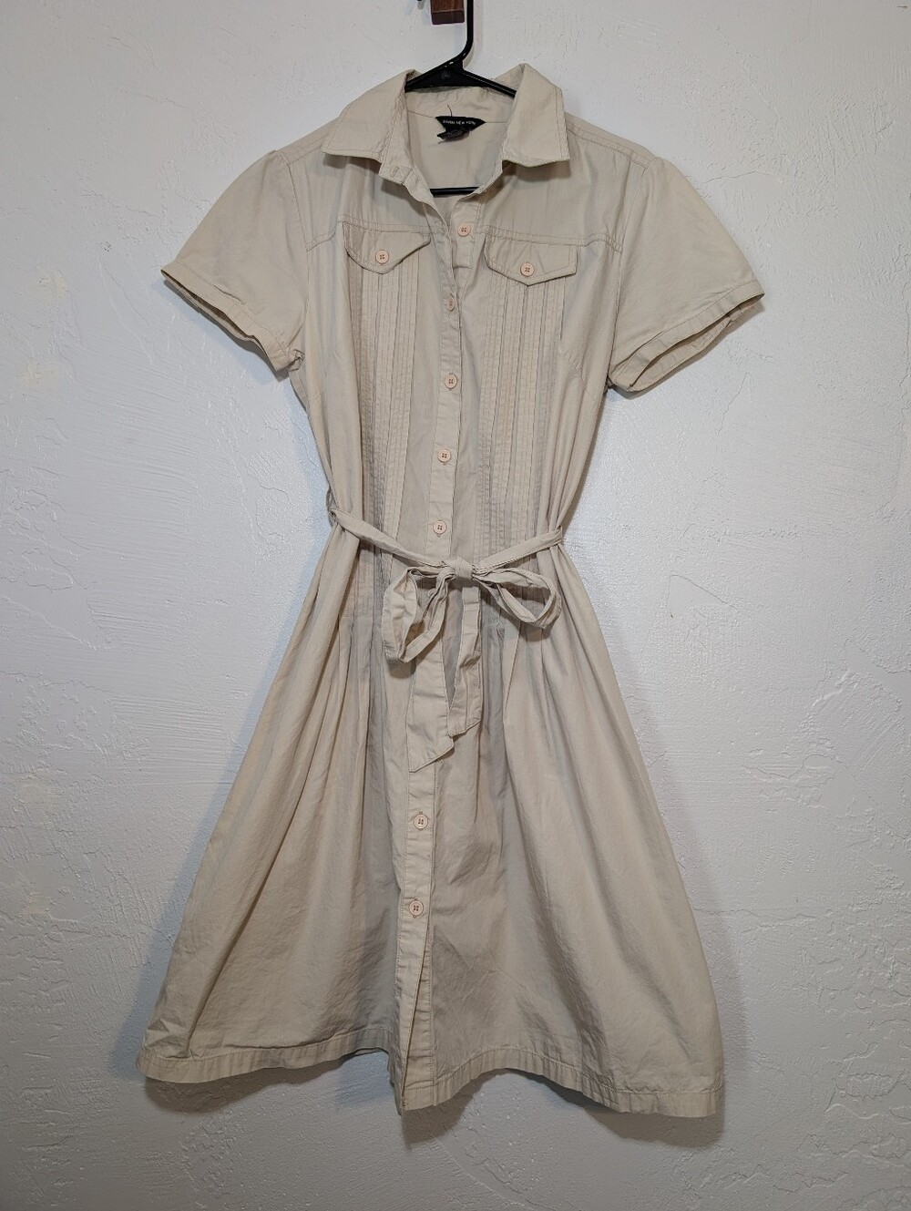 Beige Simple Minimalist Casual Cotton Office Dress Neutral Euro Summer Capsule